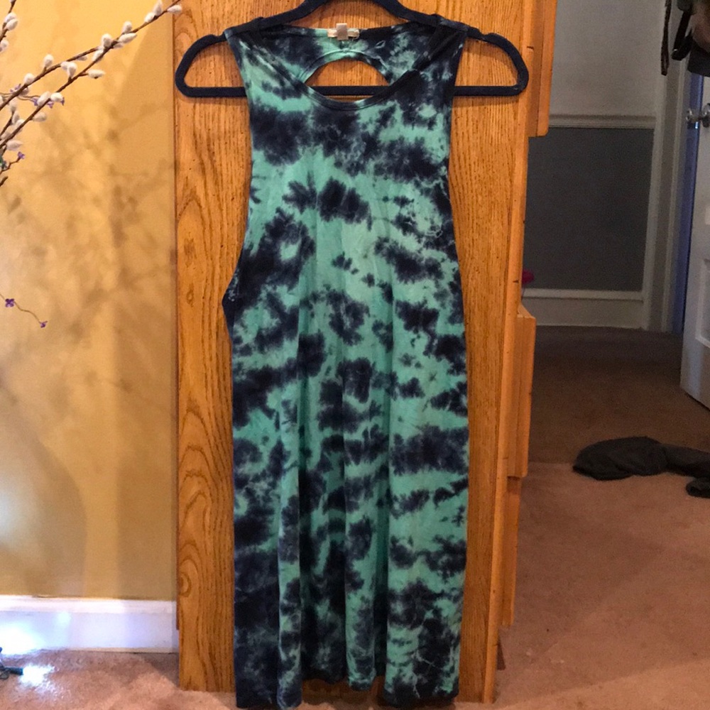 Ecoté Blue Tie Dye Twist Back Dress